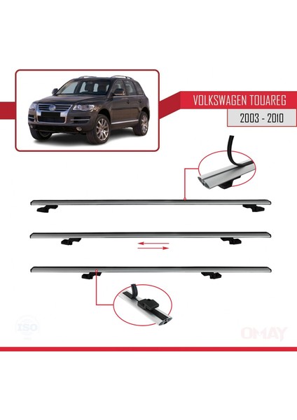 Volkswagen Touareg 2003-2010 Arası ile Uyumlu Basıc Model Universal Ara Atkı Tavan Barı Gri 3 Adet indirimleri