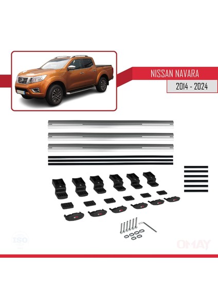 Nissan Navara 2014 ve Sonrası ile Uyumlu Basıc Model Universal Ara Atkı Tavan Barı Gri 3 Adet indirimleri