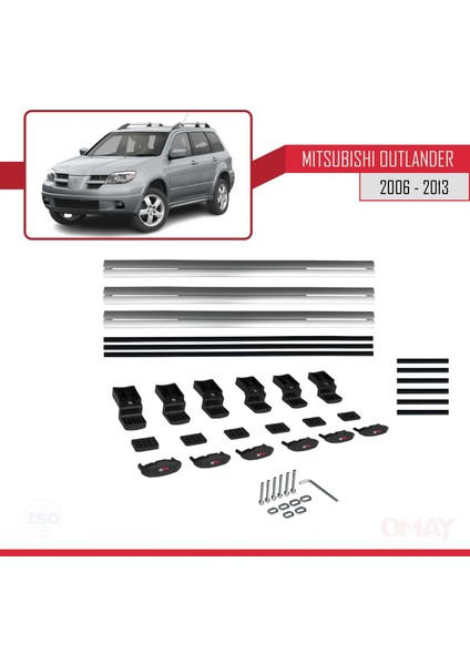 Mitsubishi Outlander 2006-2013 Arası ile Uyumlu Basıc Model Universal Ara Atkı Tavan Barı Gri 3 Adet indirimleri