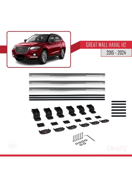 Great Wall Haval H2 2015 ve Sonrası ile Uyumlu Basıc Model Universal Ara Atkı Tavan Barı Gri 3 Adet indirimleri