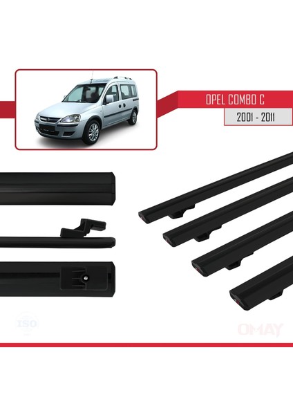 Opel Combo (C) 2001-2011 Arası ile Uyumlu Basıc Model Universal Ara Atkı Tavan Barı Siyah 4 Adet modelleri
