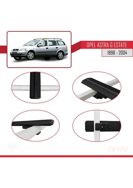 Opel Astra (G) Sw 1998-2004 Arası ile Uyumlu Basıc Model Universal Ara Atkı Tavan Barı Siyah 3 Adet modelleri