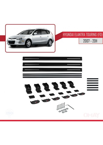 Hyundai Elantra Touring (Fd) 2007-2011 Arası ile Uyumlu Basıc Model Universal Ara Atkı Tavan Barı Siyah 3 Adet indirimleri