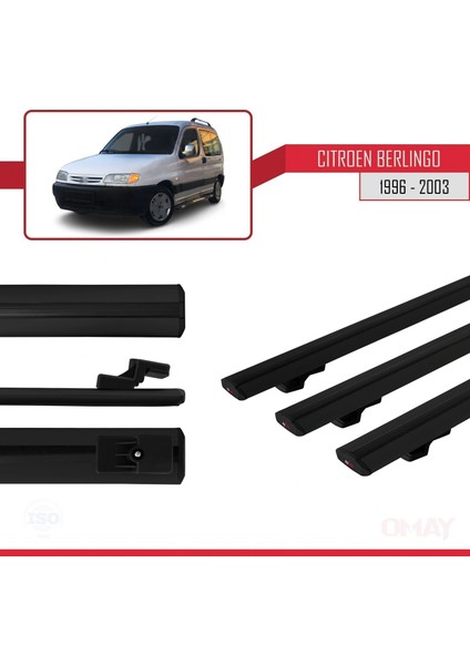 Citroen Berlingo I 1996-2003 Arası ile Uyumlu Basıc Model Universal Ara Atkı Tavan Barı Siyah 3 Adet