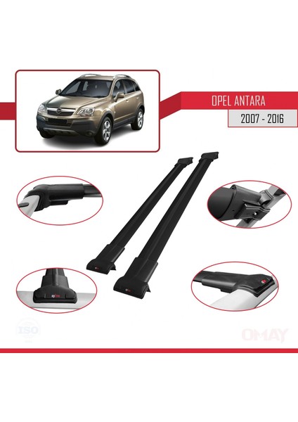 Opel Antara 2007-2016 Arası ile Uyumlu Fly Model Ara Atkı Tavan Barı Siyah 2 Adet modelleri
