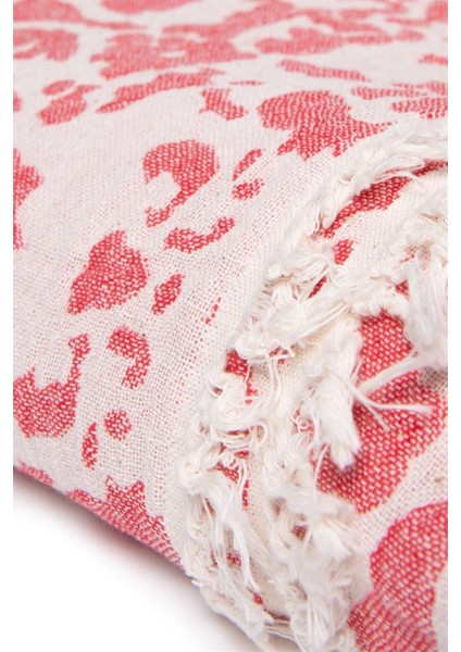 Jakarlı Koltuk Şalı Kırmızı fırsatları