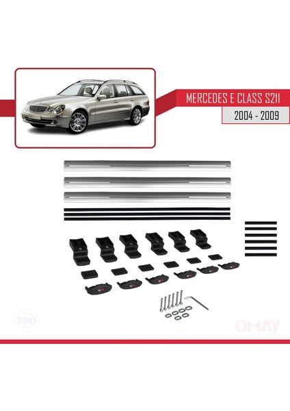 Mercedes E Class S211 2004-2009 Arası ile Uyumlu Basıc Model Universal Ara Atkı Tavan Barı Gri 3 Adet indirimleri