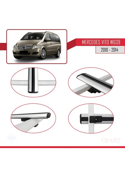Mercedes Vito (W639) 2010-2014 Arası ile Uyumlu Basıc Model Universal Ara Atkı Tavan Barı Gri 3 Adet modelleri