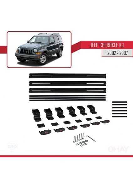 Jeep Cherokee (Kj) 2002-2007 Arası ile Uyumlu Basıc Model Universal Ara Atkı Tavan Barı Siyah 3 Adet indirimleri