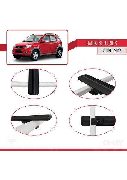 Daihatsu Terios 2006-2017 Arası ile Uyumlu Basıc Model Universal Ara Atkı Tavan Barı Siyah 3 Adet modelleri