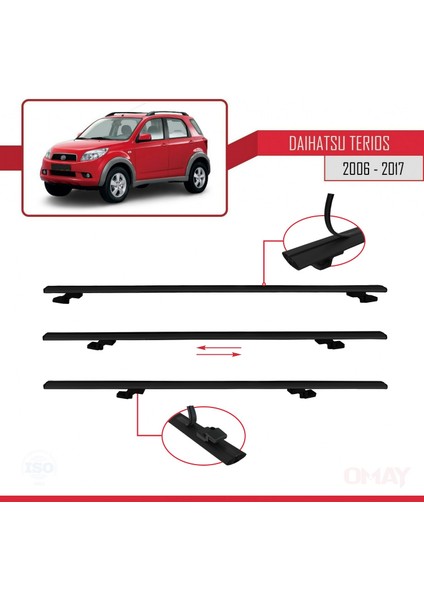 Daihatsu Terios 2006-2017 Arası ile Uyumlu Basıc Model Universal Ara Atkı Tavan Barı Siyah 3 Adet fırsatları