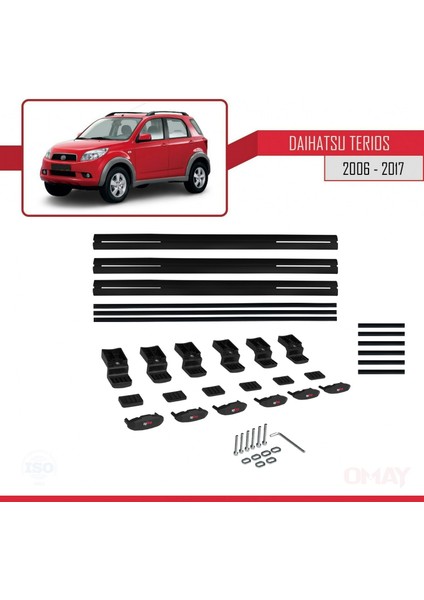 Daihatsu Terios 2006-2017 Arası ile Uyumlu Basıc Model Universal Ara Atkı Tavan Barı Siyah 3 Adet indirimleri