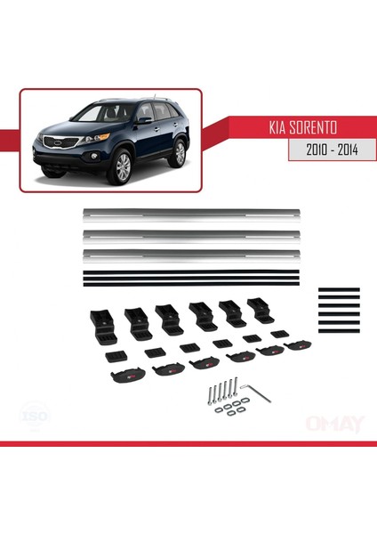 Kia Sorento 2010-2014 Arası ile Uyumlu Basıc Model Universal Ara Atkı Tavan Barı Gri 3 Adet