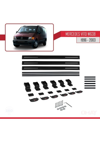 Mercedes Vito (W638) 1996-2003 Arası ile Uyumlu Basıc Model Universal Ara Atkı Tavan Barı Siyah 3 Adet indirimleri