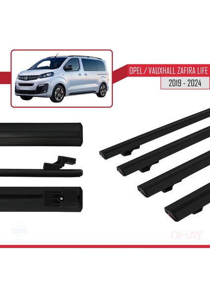 Opel / Vauxhall Zafira Life 2019 ve Sonrası ile Uyumlu Basıc Model Universal Ara Atkı Tavan Barı Siyah 4 Adet modelleri