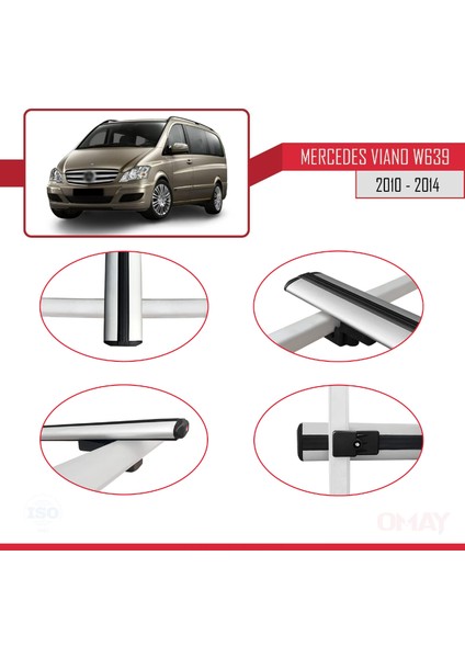 Mercedes Viano 2010-2014 Arası ile Uyumlu Basıc Model Universal Ara Atkı Tavan Barı Gri 4 Adet fırsatları