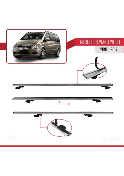 Mercedes Viano 2010-2014 Arası ile Uyumlu Basıc Model Universal Ara Atkı Tavan Barı Gri 4 Adet indirimleri