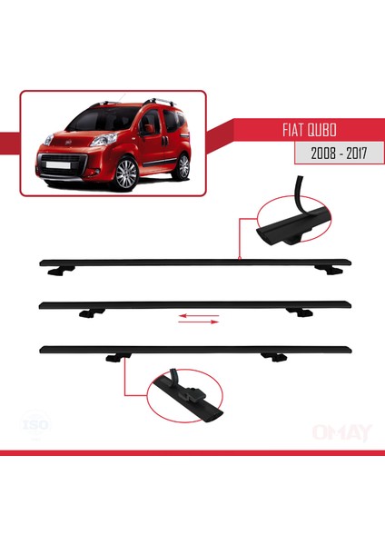 Fiat Qubo 2008-2017 Arası ile Uyumlu Basıc Model Universal Ara Atkı Tavan Barı Siyah 4 Adet indirimleri