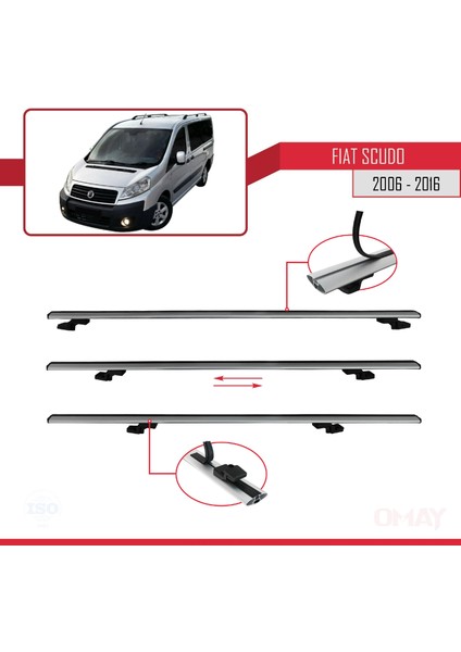 Fiat Scudo 2006-2016 Arası ile Uyumlu Basıc Model Universal Ara Atkı Tavan Barı Gri 4 Adet indirimleri