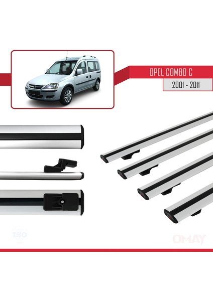 Opel Combo (C) 2001-2011 Arası ile Uyumlu Basıc Model Universal Ara Atkı Tavan Barı Gri 4 Adet modelleri