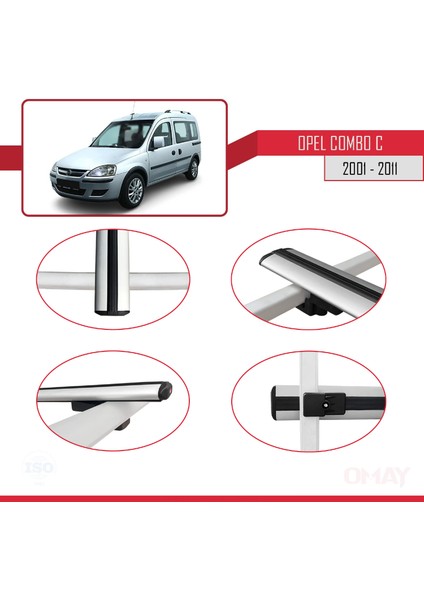 Opel Combo (C) 2001-2011 Arası ile Uyumlu Basıc Model Universal Ara Atkı Tavan Barı Gri 4 Adet fırsatları