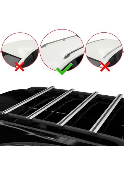 Mercedes Vaneo (W414) 2002-2005 Arası ile Uyumlu Basıc Model Universal Ara Atkı Tavan Barı Gri 4 Adet fiyatları