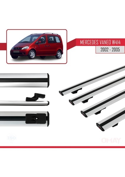 Mercedes Vaneo (W414) 2002-2005 Arası ile Uyumlu Basıc Model Universal Ara Atkı Tavan Barı Gri 4 Adet modelleri