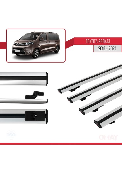 Toyota Proace 2016 ve Sonrası ile Uyumlu Basıc Model Universal Ara Atkı Tavan Barı Gri 4 Adet modelleri