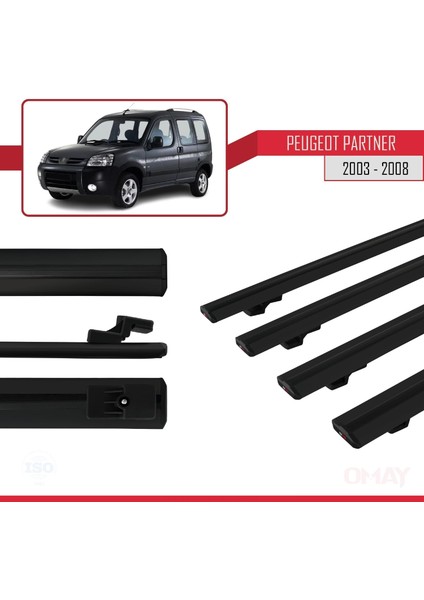 Peugeot Partner 2003-2008 Arası ile Uyumlu Basıc Model Universal Ara Atkı Tavan Barı Siyah 4 Adet modelleri