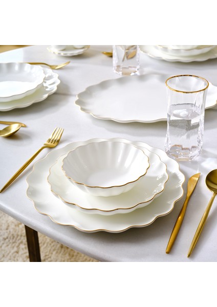 Fine Pearl Extra Shell 58 Parça 12 Kişilik Yemek Takımı Gold