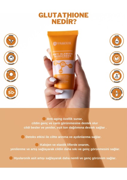 Leke Karşıtı Tüm Ciltler Için Yüksek Korumalı Spf 50 Güneş Kremi Glutatyon Etkili 50 ml