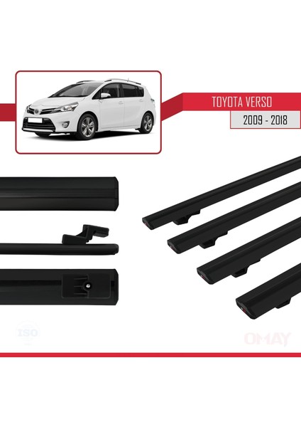 Toyota Verso 2009-2018 Arası ile Uyumlu Basıc Model Universal Ara Atkı Tavan Barı Siyah 4 Adet modelleri