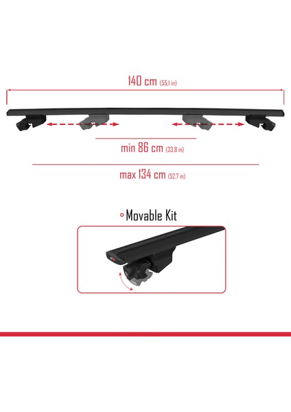 Ford Connect 2014-2021 Arası ile Uyumlu Hook Model Ara Atkı Tavan Barı Siyah 2 Adet modelleri