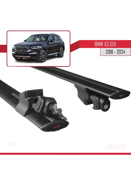 Bmw X3 (G01) 2018 ve Sonrası ile Uyumlu Hook Model Ara Atkı Tavan Barı Siyah 2 Adet