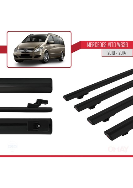 Mercedes Vito (W639) 2010-2014 Arası ile Uyumlu Basıc Model Universal Ara Atkı Tavan Barı Siyah 4 Adet modelleri