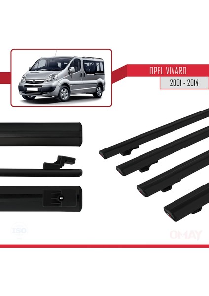 Opel Vivaro 2001-2014 Arası ile Uyumlu Basıc Model Universal Ara Atkı Tavan Barı Siyah 4 Adet modelleri