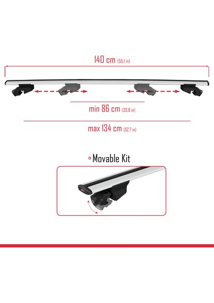 Fiat Doblo 2023 ve Sonrası ile Uyumlu Hook Model Ara Atkı Tavan Barı Gri 2 Adet