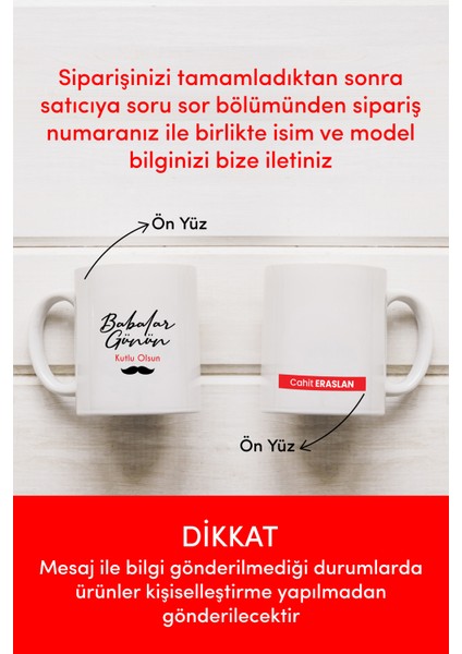 Babalar Günü Porselen Kupa , Kişiselleştirilebilir Isme Özel Kulplu Kupa, Mug