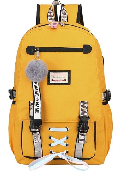 Gençlik Seyahat Rahat Sırt Çantası Erkek ve Kadın Orta Okul Öğrencisi Okul Çantası USB Şarj Seyahat Sırt Çantası (Yurt Dışından)