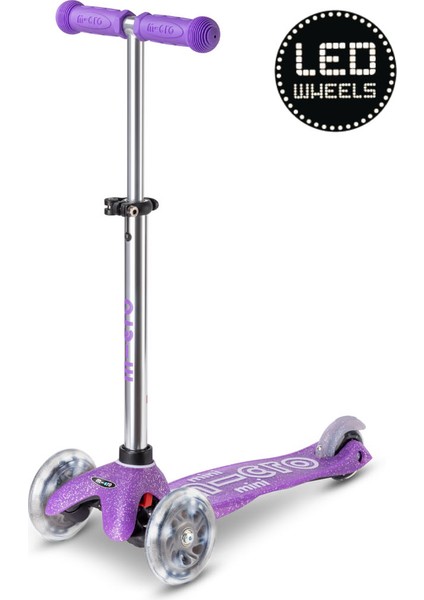 Mini Micro 3 Tekerlekli Scooter Deluxe Fairy Glitter LED Purple