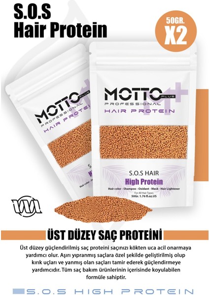 Motto Plus Professional Acil Kurtarma Saç Proteini Saç Boyama Ve Açma Işlemlerinde Yıpranmaya Karşı Etkili Formül 100gr