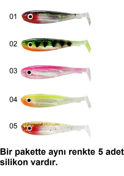 3074 Duck Tail Soft 9cm 8.6gr 5'li Paket Silikon Yem Iğnesiz