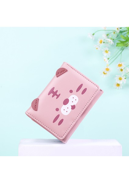 Kore Yeni Stil Üç Katlı Kart Tutucu Kısa Ilkokul Öğrencisi Sevimli Bozuk Para Cüzdanı Karikatür Bayan Cüzdan (Yurt Dışından)