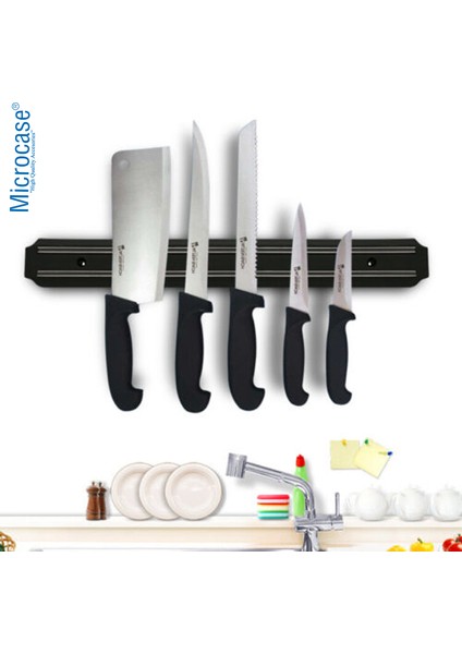 Mıknatıslı Bıçak Askısı 50CM Güçlü Bıçak Tutucu Bıçak Mutfak Organizer Bıçaklık AL4356 Siyah