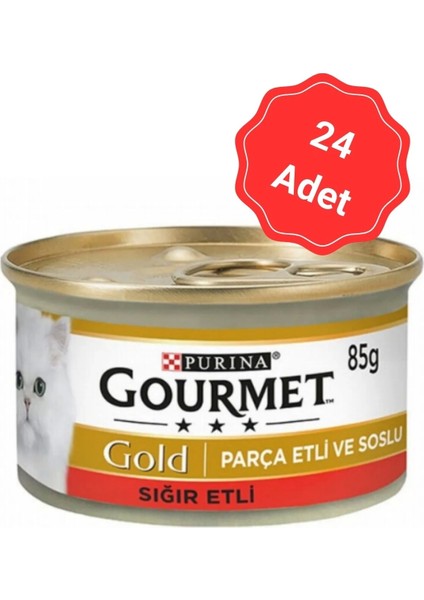 Gourmet Gold Parça Sığır Etli Konserve Kedi Maması 85 gr x 24 Adet