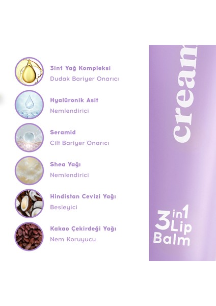 3in1 Lip Balm 402 | Onarıcı Parlatıcı Dudak Bakım | Pembe Sakız Aromalı | Hyaluronik Asit Seramid