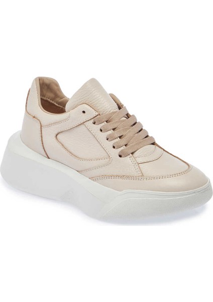 Bej Hakiki Süet Deri Kadın Sneaker - K24I1AY67497-B19