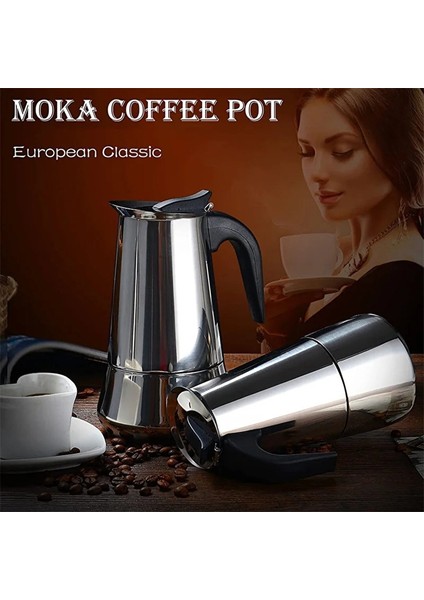 300 ml 2/4/6/9 Bardak Cezve Paslanmaz Çelik Mocha Pot Espresso Cezve Percolator Cezve Demir Soba ile Kahve Aracı (Yurt Dışından)