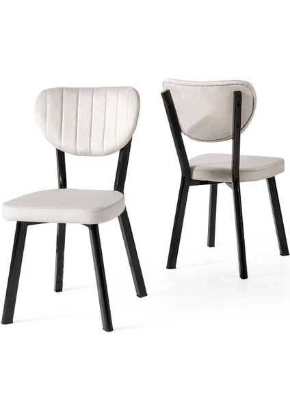 Salon Balkon ve Mutfak Sandalyesi Metal Gövde Babyface Kumaş Krem Renk 1 Adet