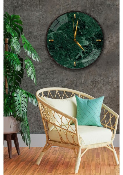 Yeşil Mermer Duvar Saati - 29 cm